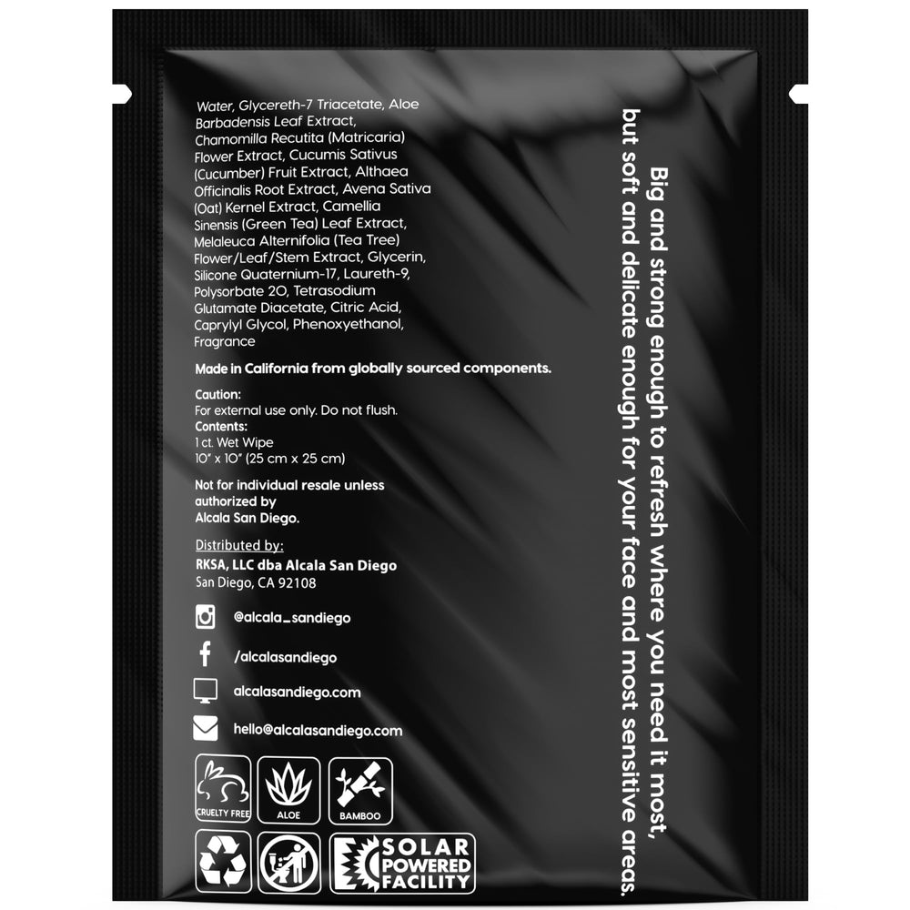 Alcala wipes shelf life two years noted on packaging.
