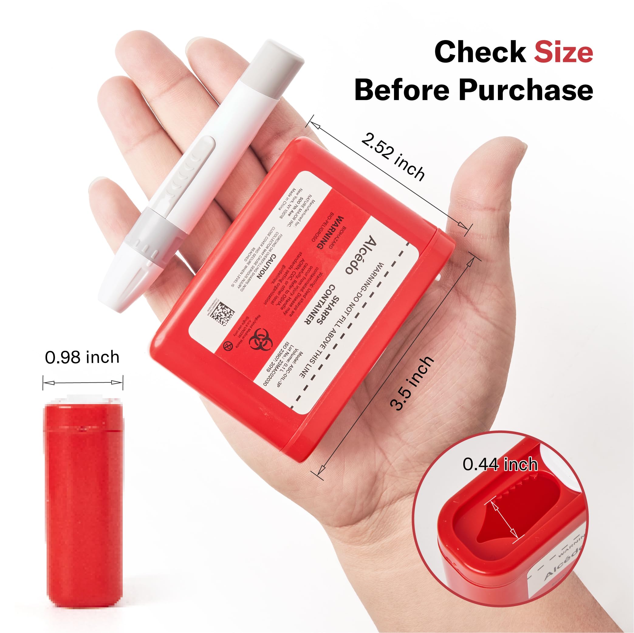 Alcedo 3-pack mini sharps boxes for home and travel safety
