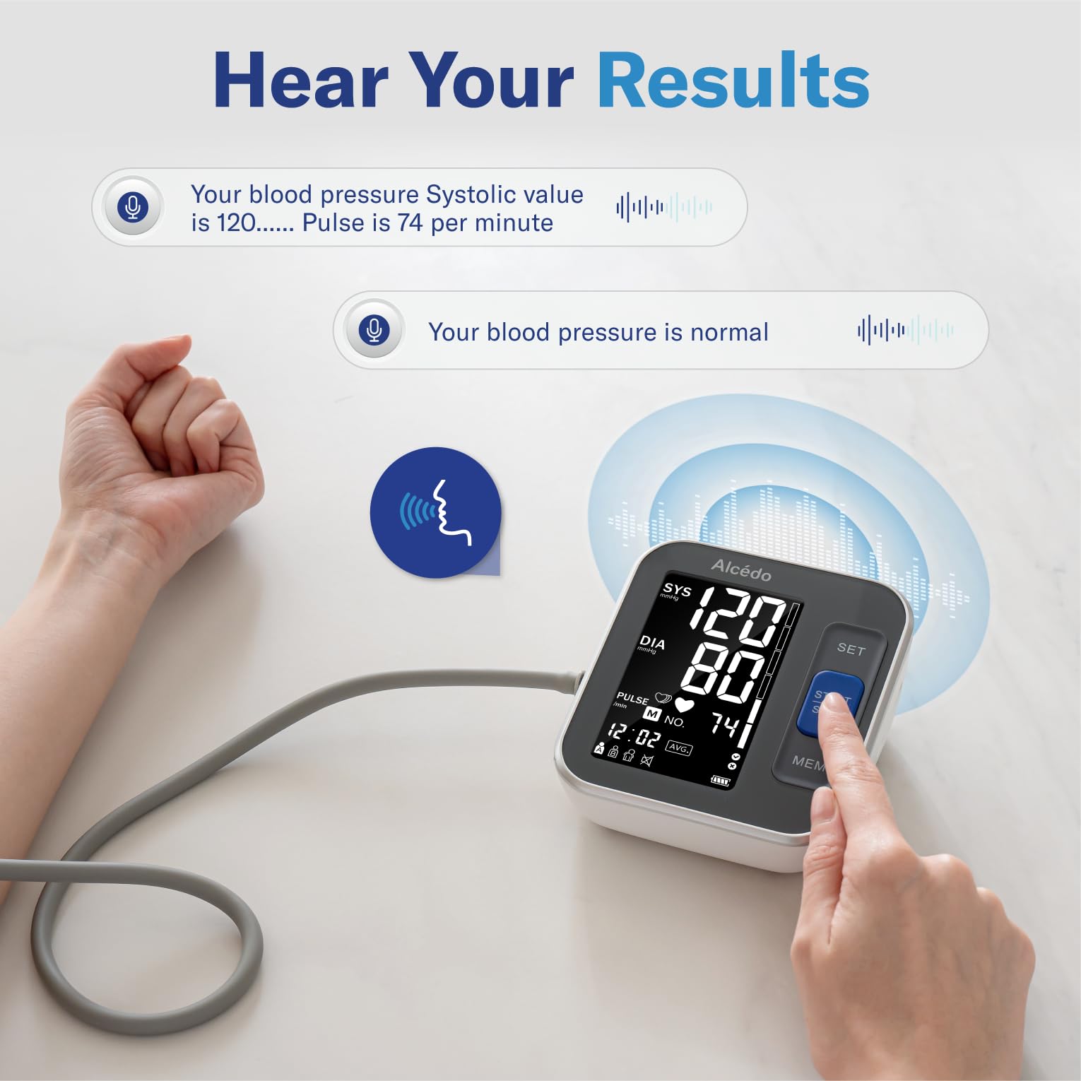 Alcedo blood pressure cuff range fits upper arms comfortably.
