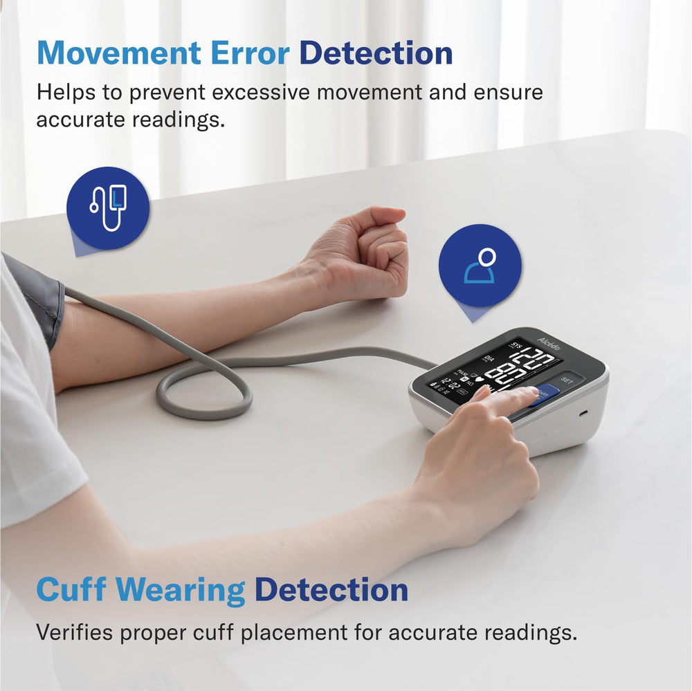 Alcedo blood pressure monitor automatically averages three readings for stability.