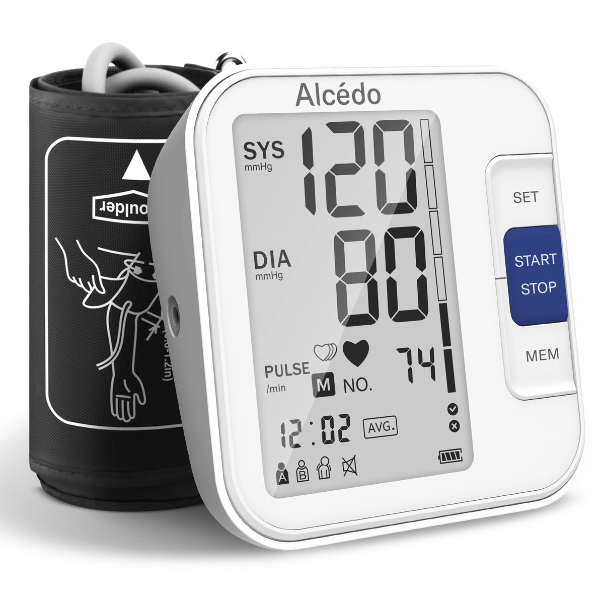 Alcedo blood pressure monitor display for quick, clear readings.
