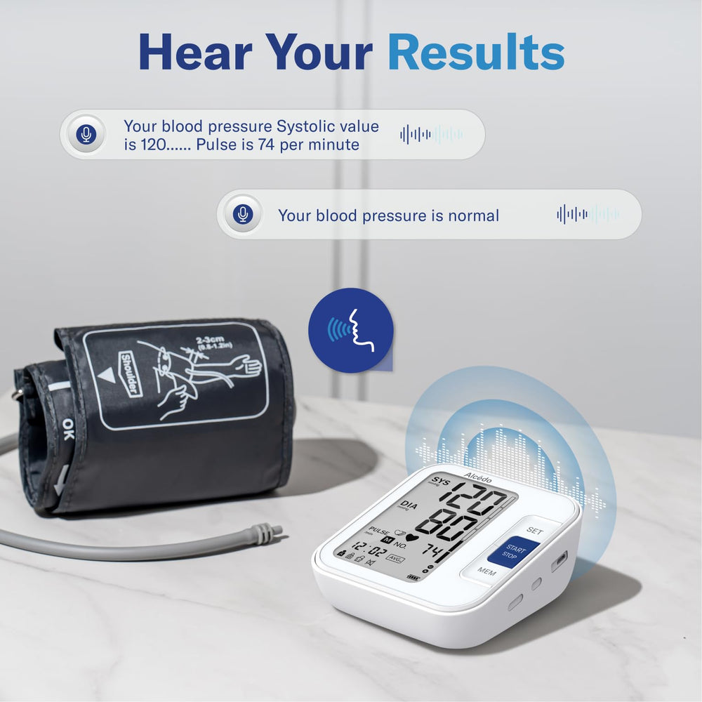 Alcedo memory stores 120 readings per user for easy tracking.