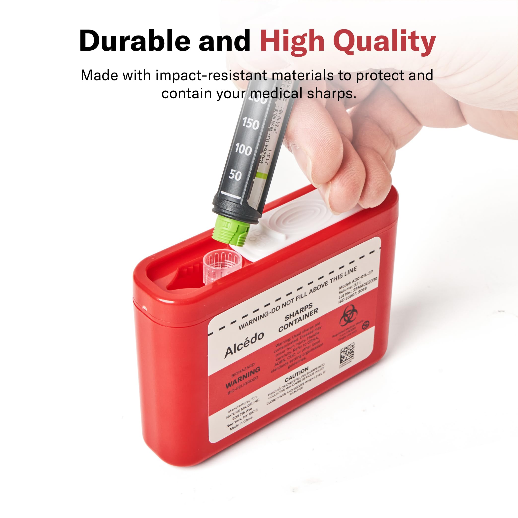 Alcedo compatible with insulin pen needles and lancets