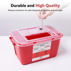 Alcedo sharps container showing locking slot for secure disposal