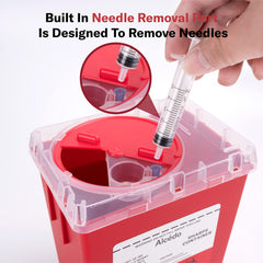 Alcedo sharps container locking slot enables secure final disposal.