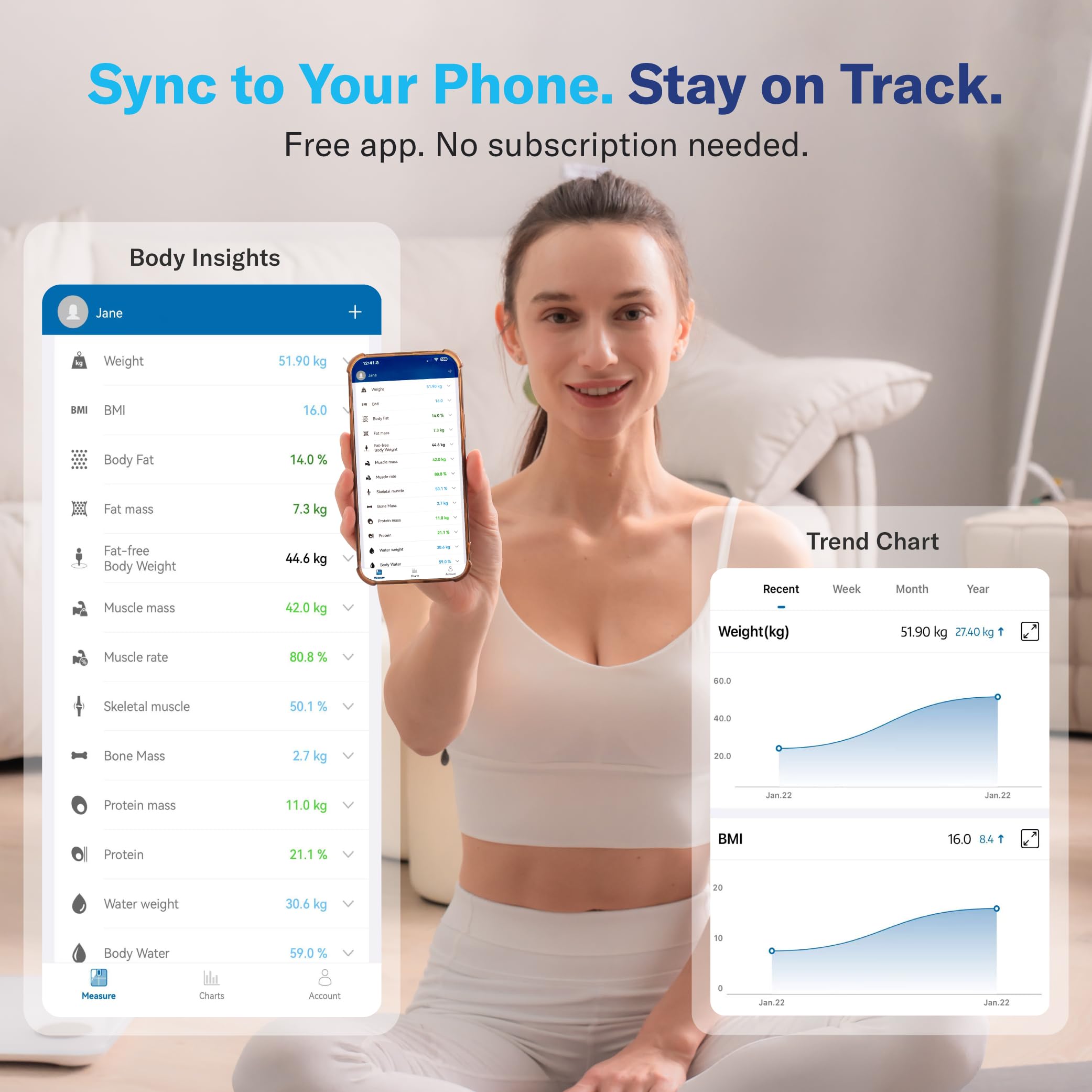 Alcedo Scale uses Bluetooth to sync data with the companion app.