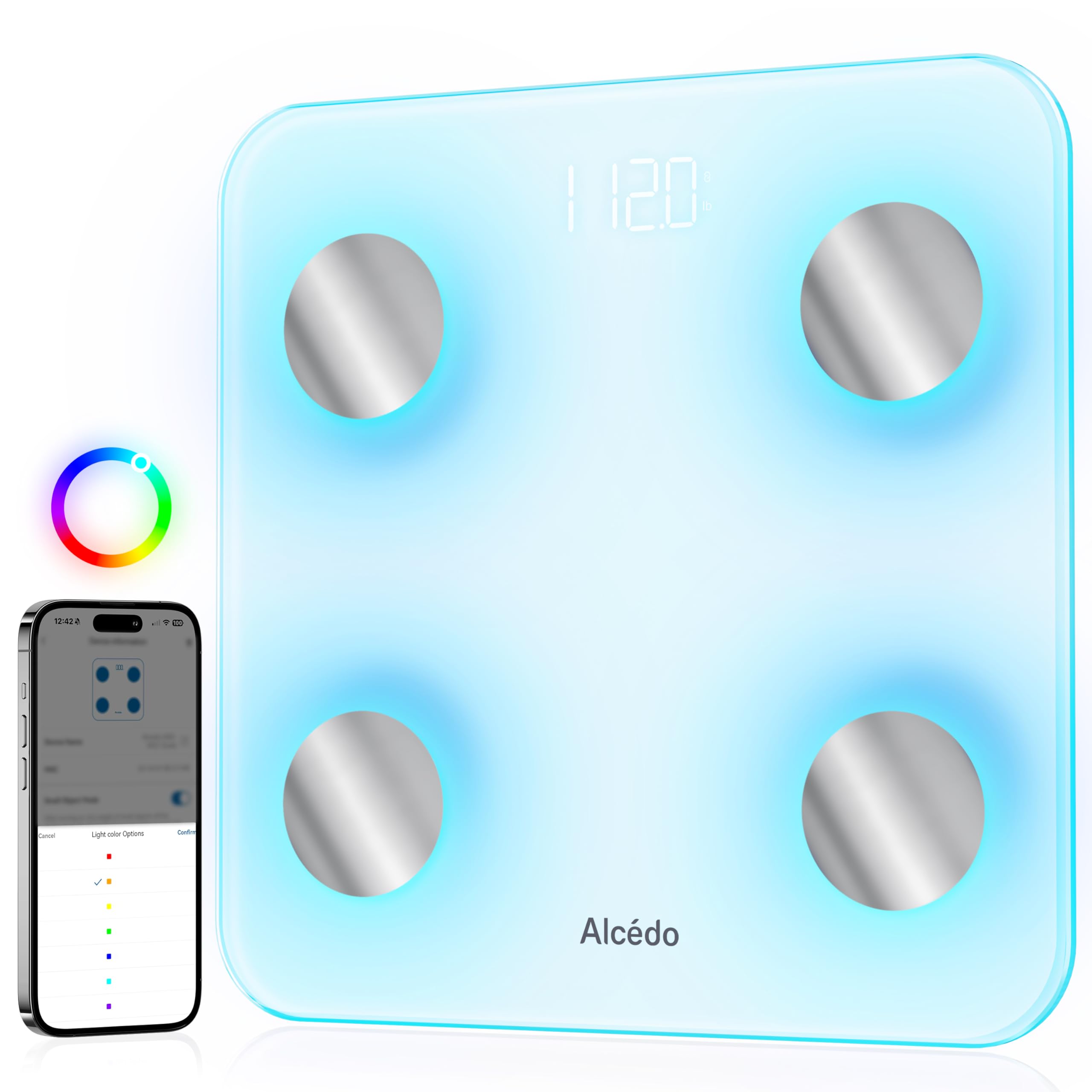 Alcedo Smart Scale glow modes match your mood to elevate daily health checks.