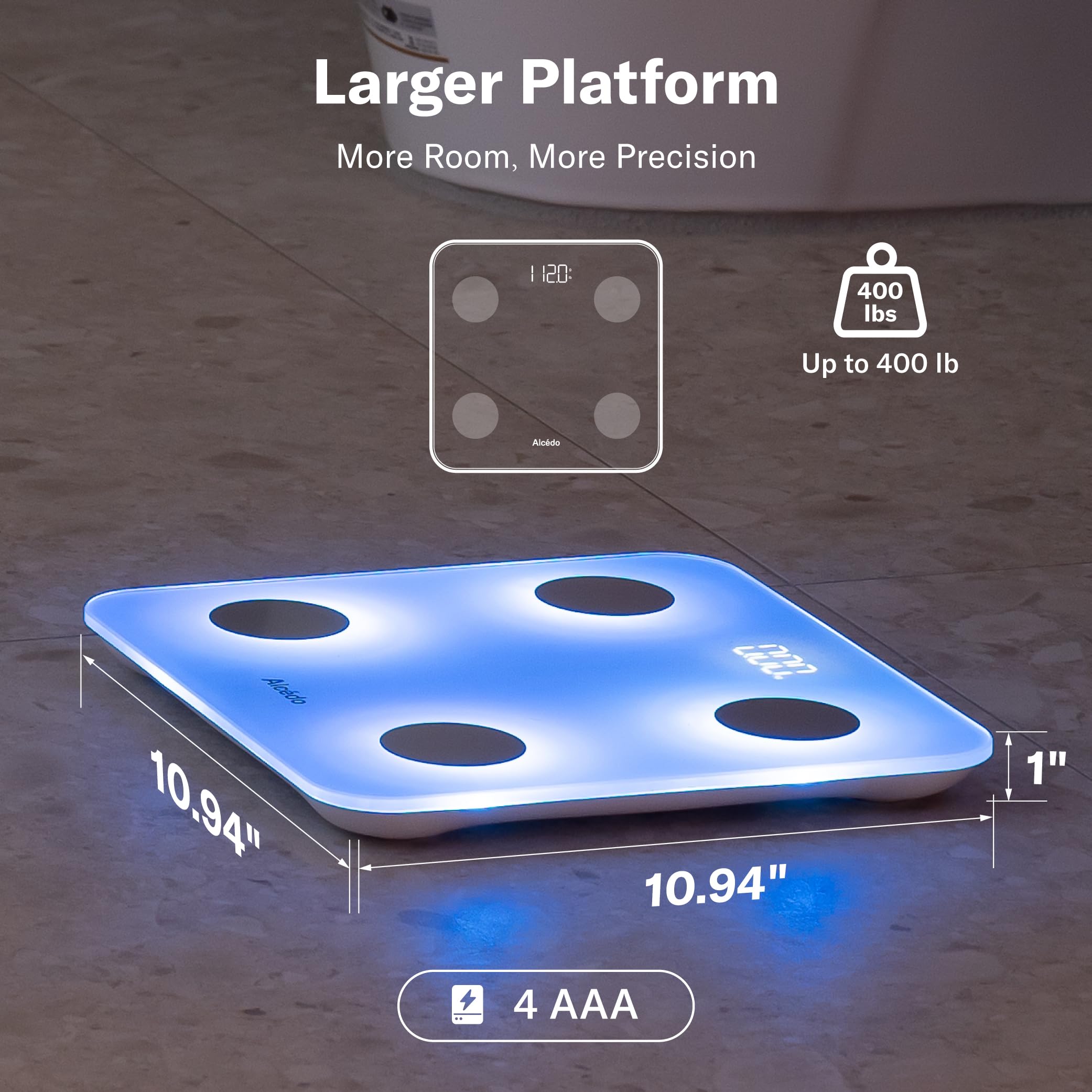 Alcedo Scale's color-status lights indicate weight changes at a glance.