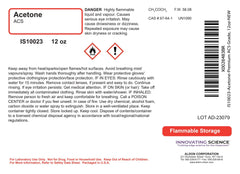 ALDON anhydrous acetone in a lab setting for clean thinning and cleaning tasks.