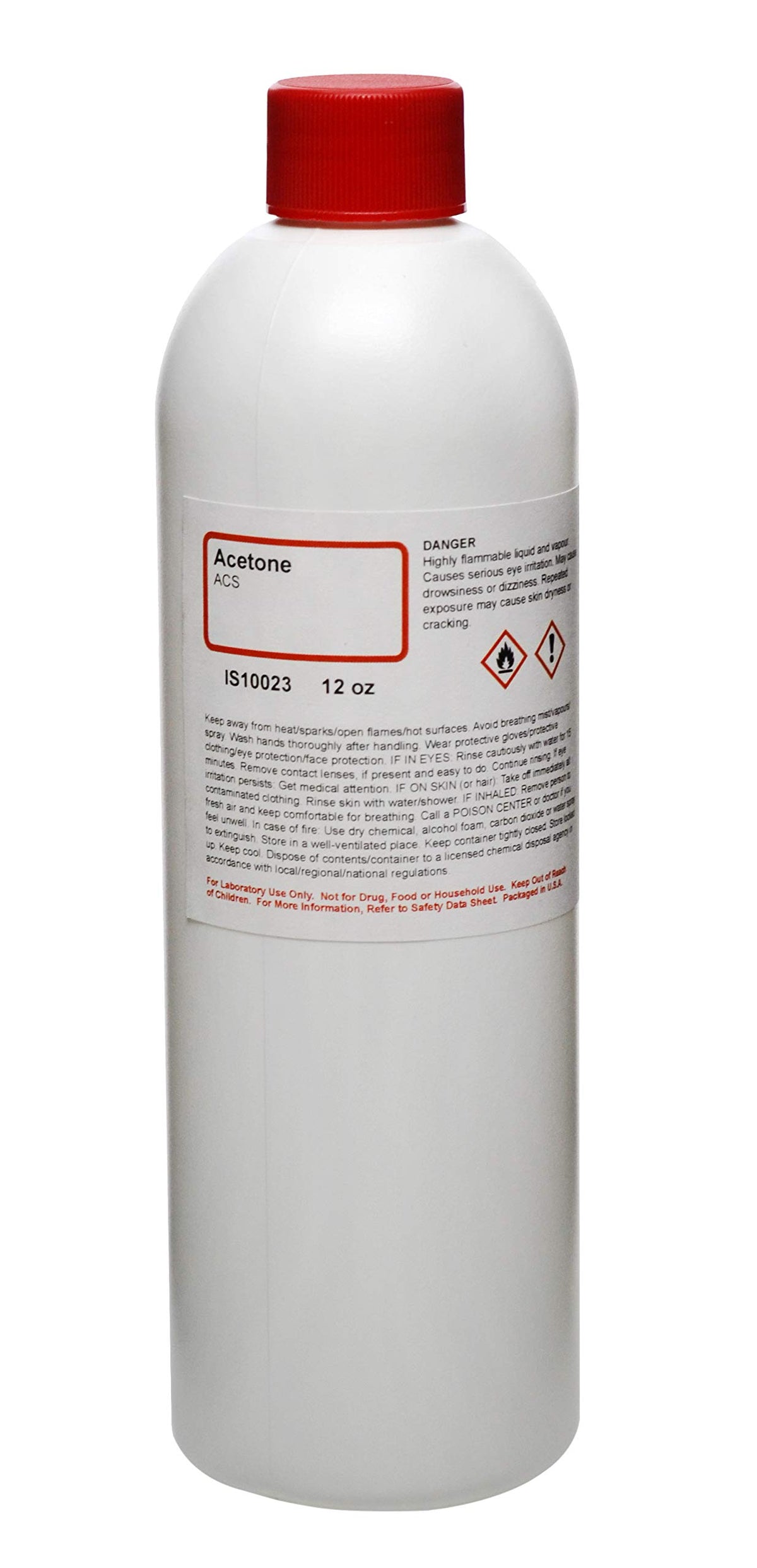 ALDON Anhydrous Acetone 12oz bottle highlighting ACS Grade purity for labs.
