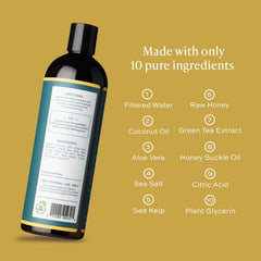 Aleavia Body Cleanse bottle highlighting organic raw honey for hydration.