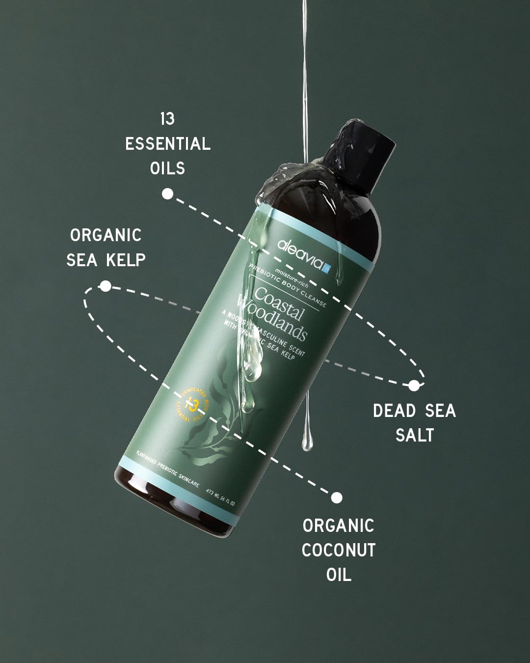 Aleavia Coastal Woodlands sea kelp ingredients nourish skin with natural moisture.