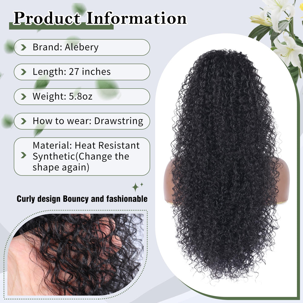 Alebery deep curly ponytail close-up texture highlights soft, tangle-free fibers