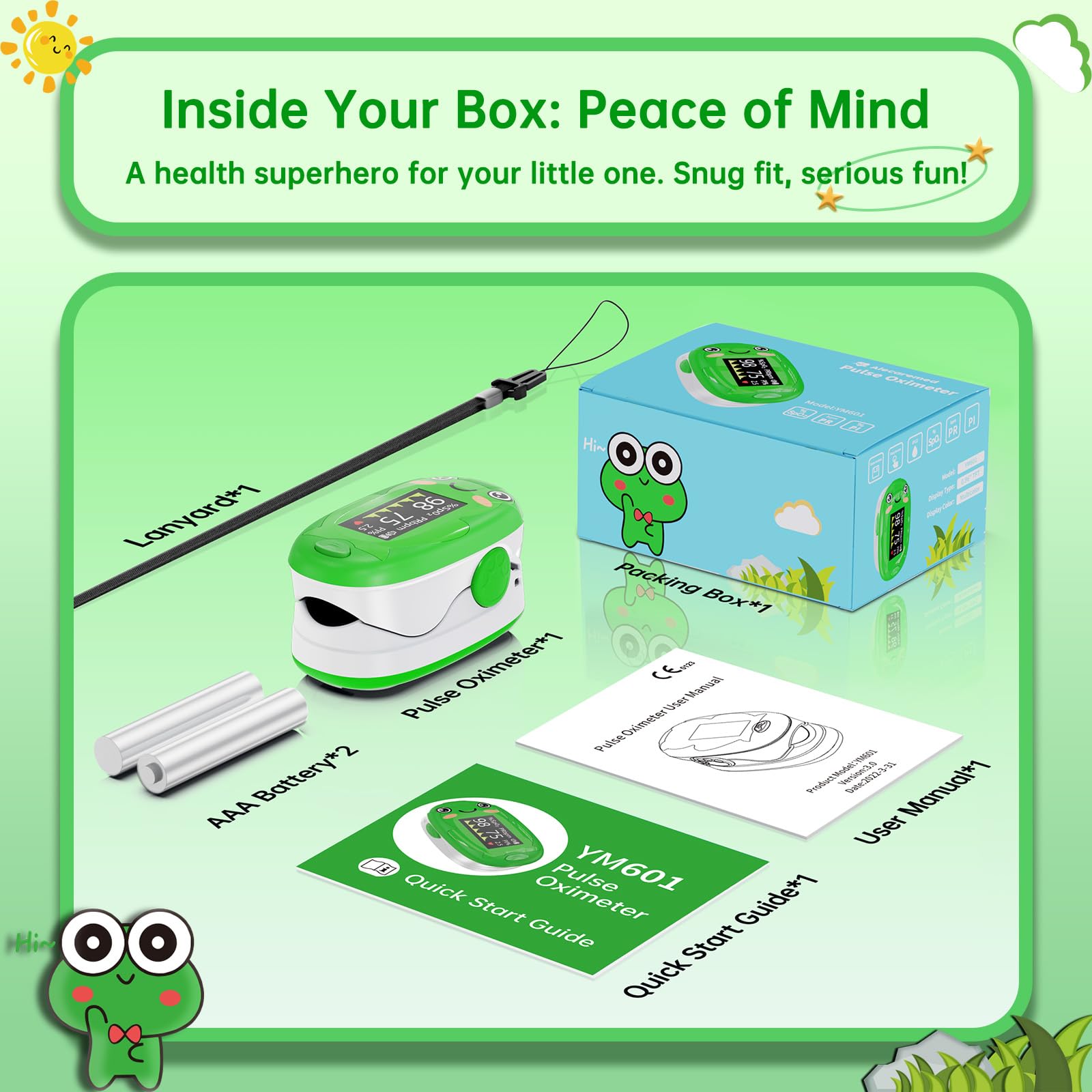 Alecaremed oximeter used during playtime for kid-friendly monitoring.