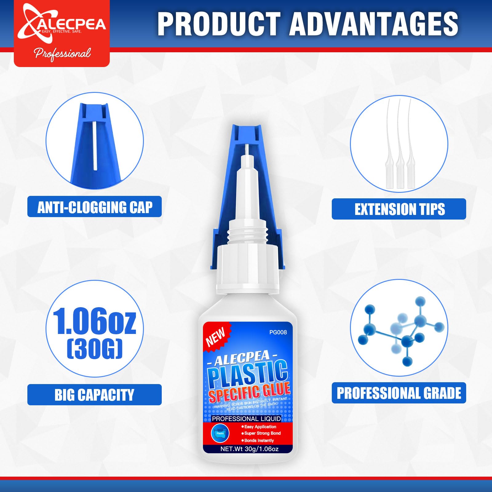 ALECPEA 30g adhesive sets in 15 seconds for quick electronics repairs.