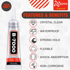 Alecpea B-7000 dries clear for discreet, durable adhesion on metal and glass