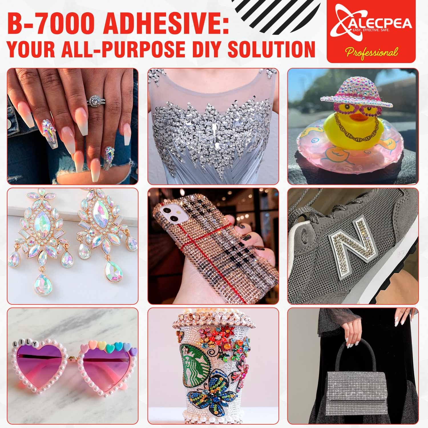 Alecpea B-7000 multi-material adhesive for jewelry, leather, wood, and more