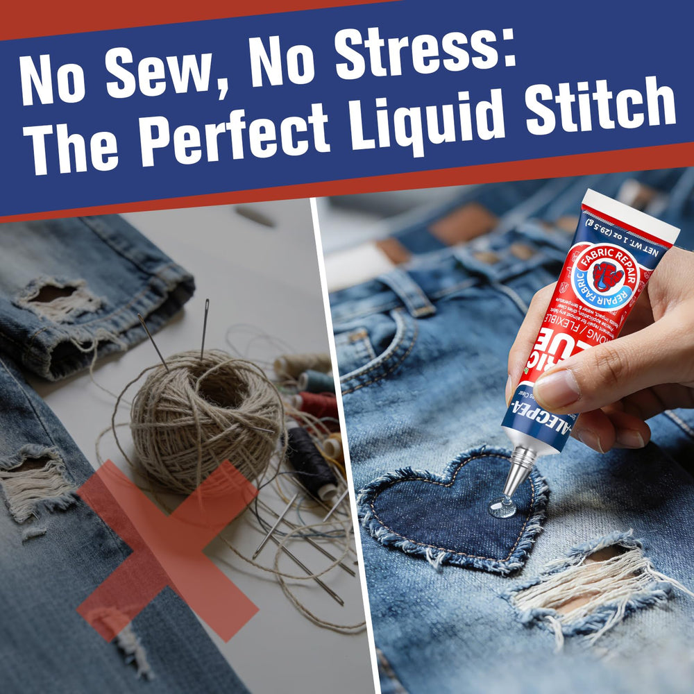 ALECPEA fabric glue with two clips holds fabric during application