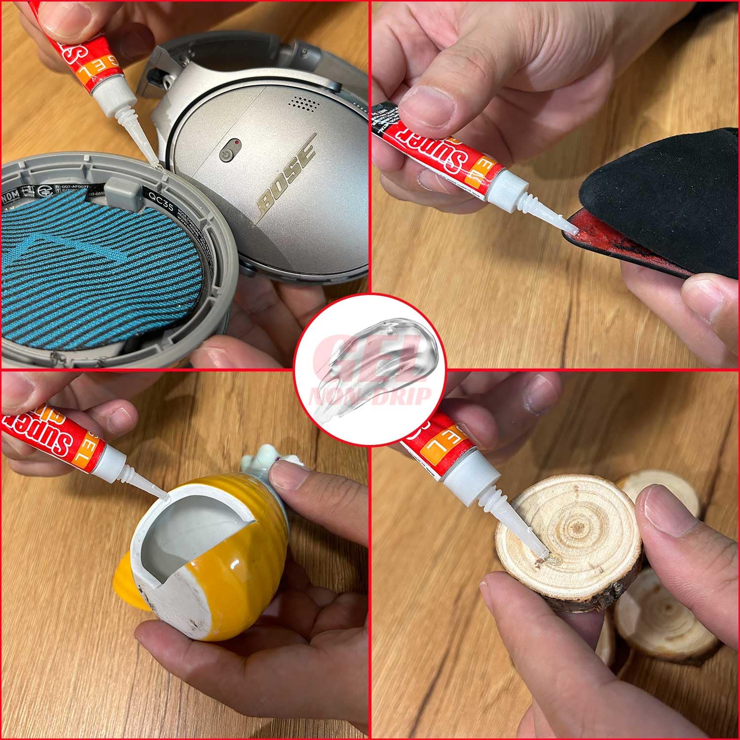 ALECPEA quick-set adhesive works in seconds on common surfaces