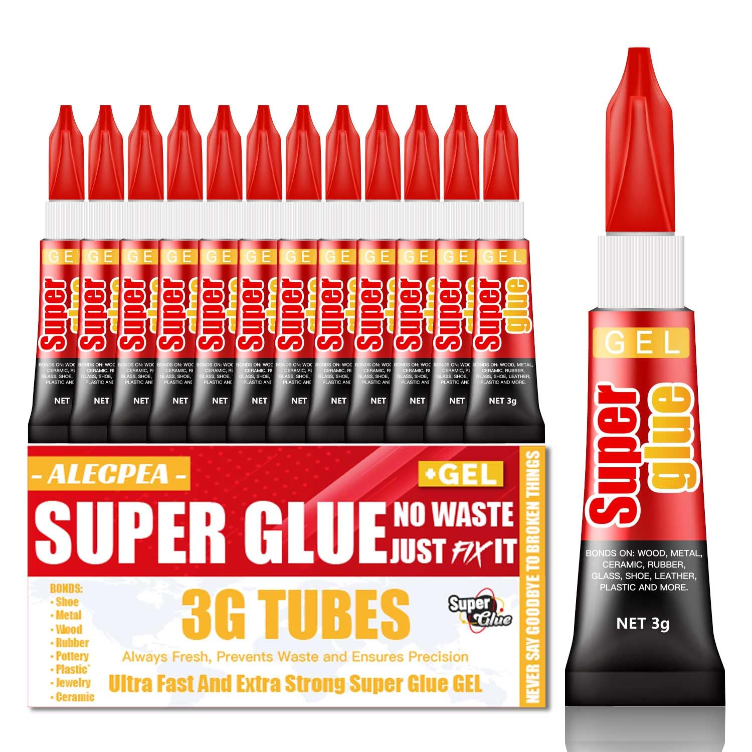 ALECPEA Super Glue Gel tube shown for precise repairs