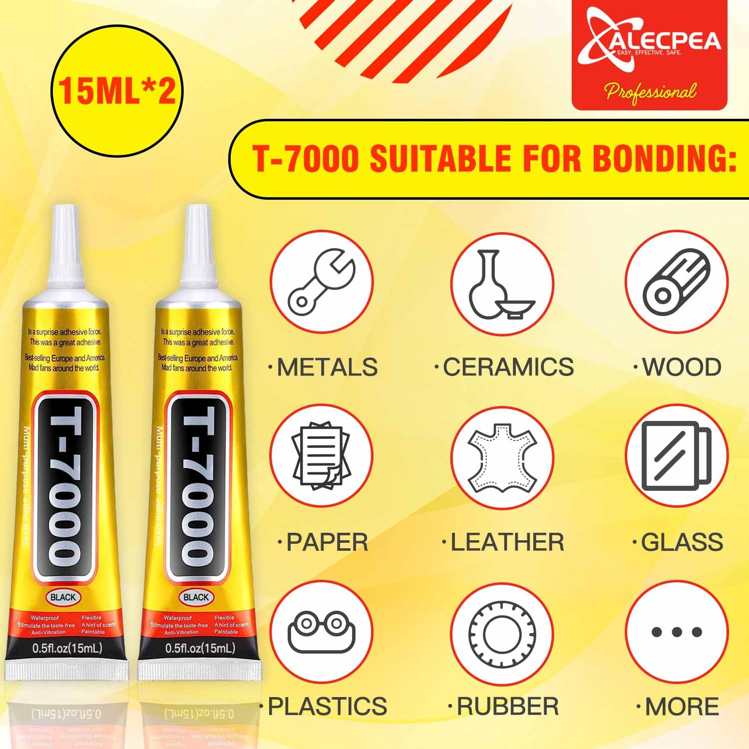 ALECPEA T-7000 black adhesive being applied to a surface