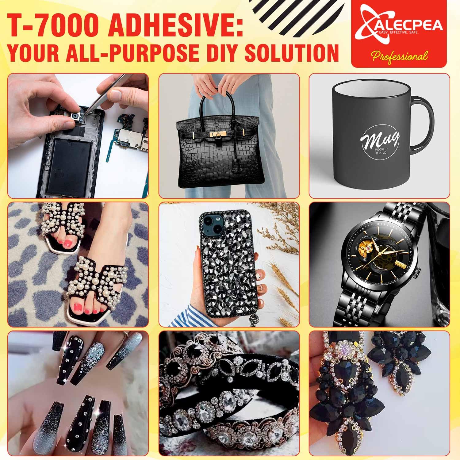 ALECPEA T-7000 jewelry repair scene with secure bond
