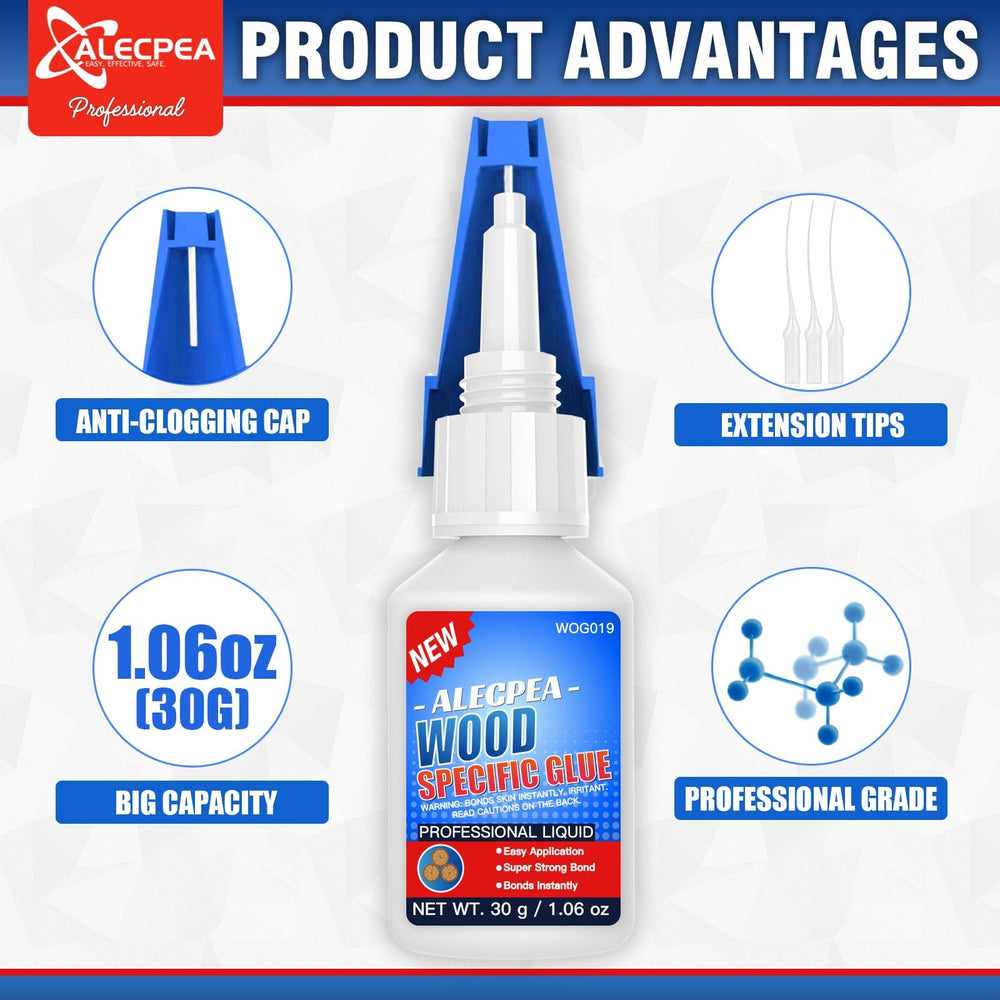 A Alecpea wood glue dries clear for invisible seams in veneers and crafts.