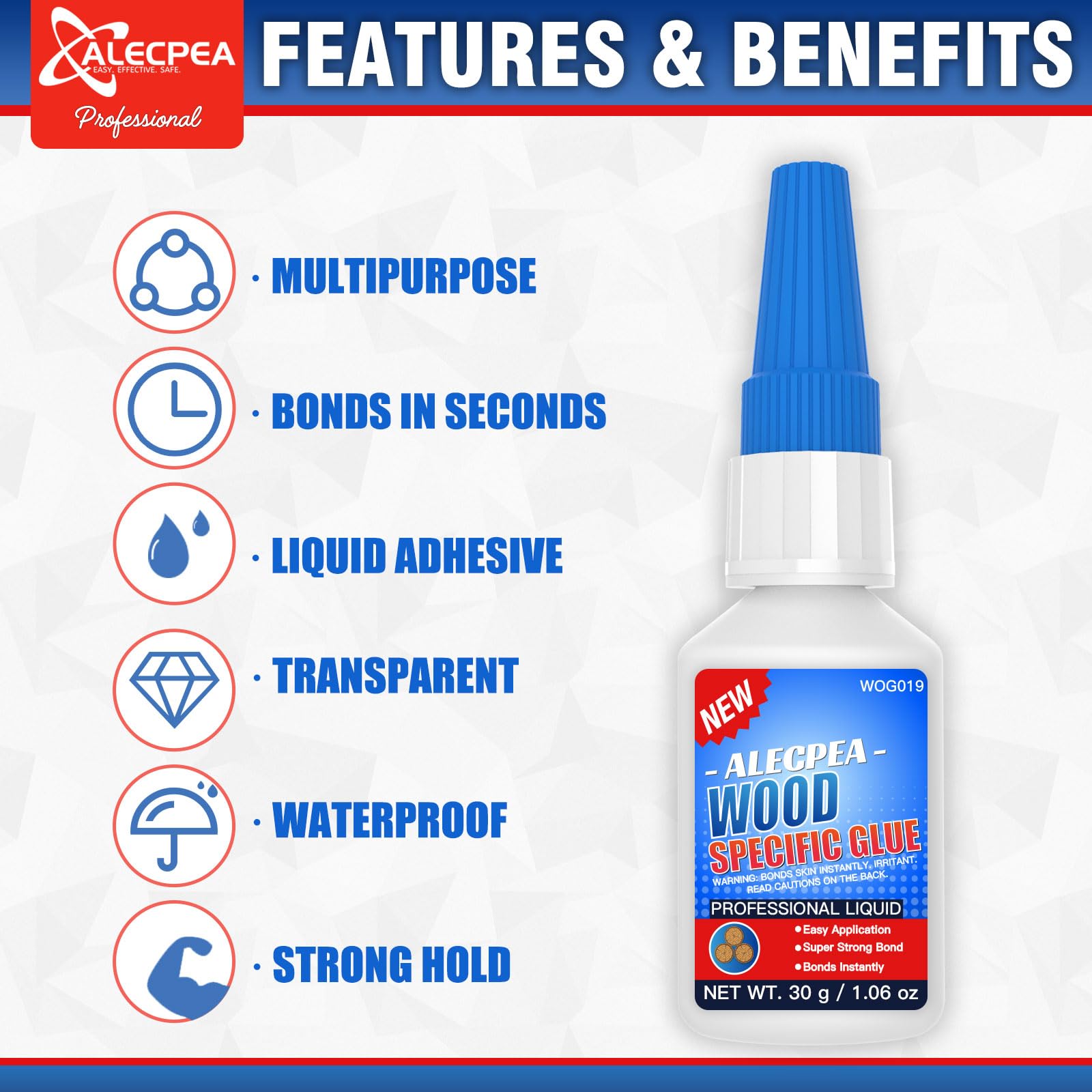 Alecpea wood glue fast-acting bond to speed up furniture repairs.
