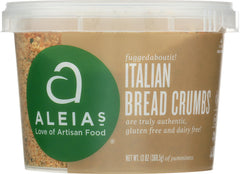 ALEIAS BEST. TASTE. EVER Italian bread crumbs pack shot for gluten-free cooking versatility