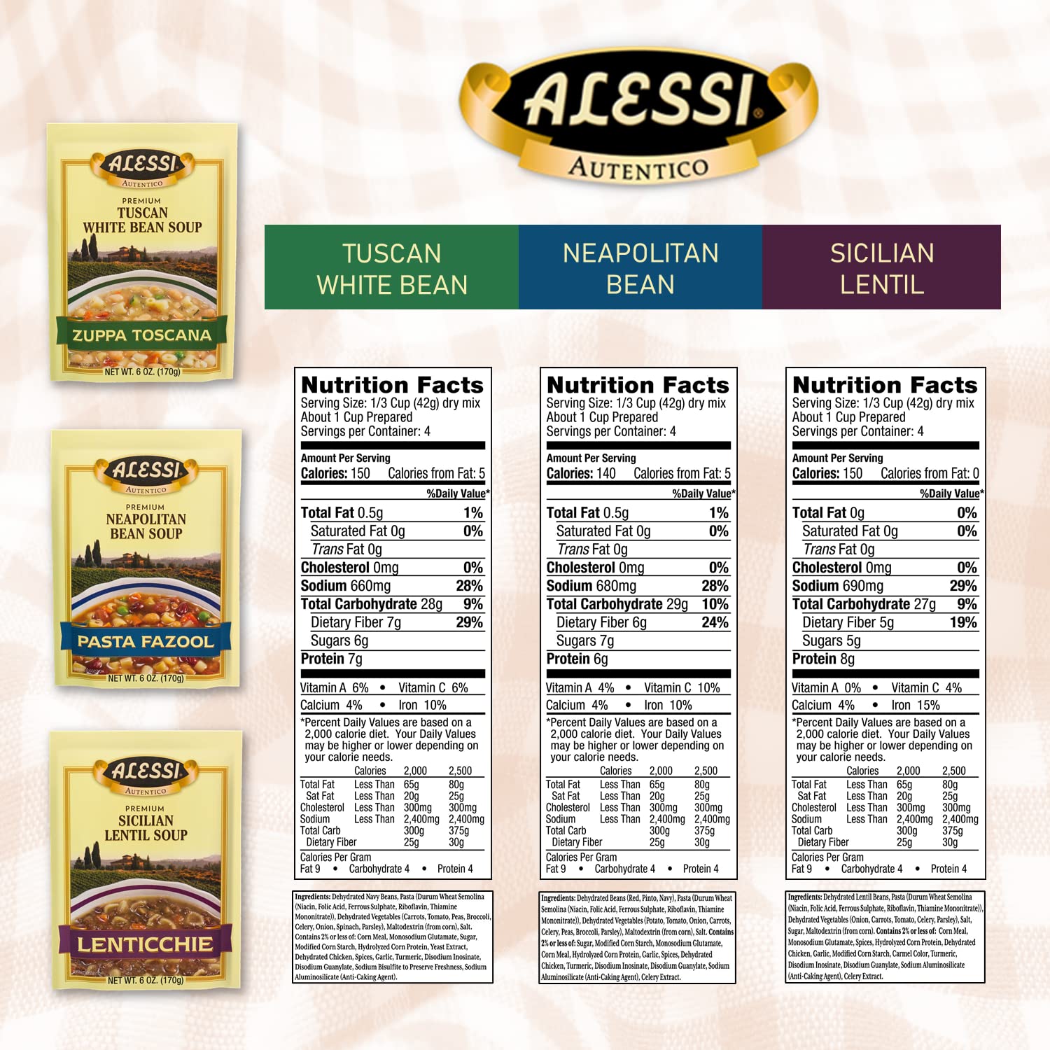 Alessi Autentico lentil soup ready in minutes for hearty lunches.
