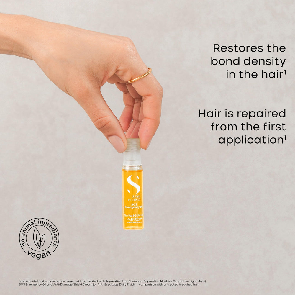 Hair with visible shine after using ALFAPARF MILANO Reconstruction oil.