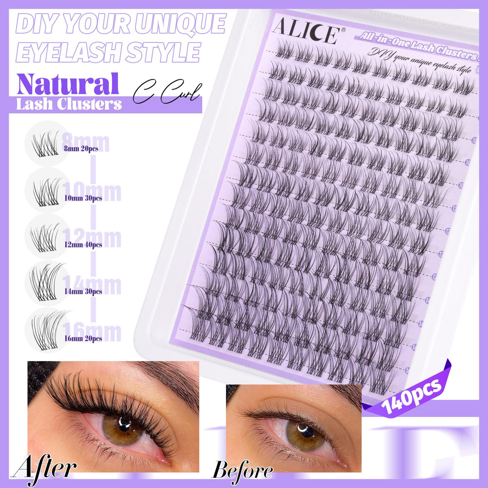 ALICE 140pcs lash clusters provide versatile volume options.