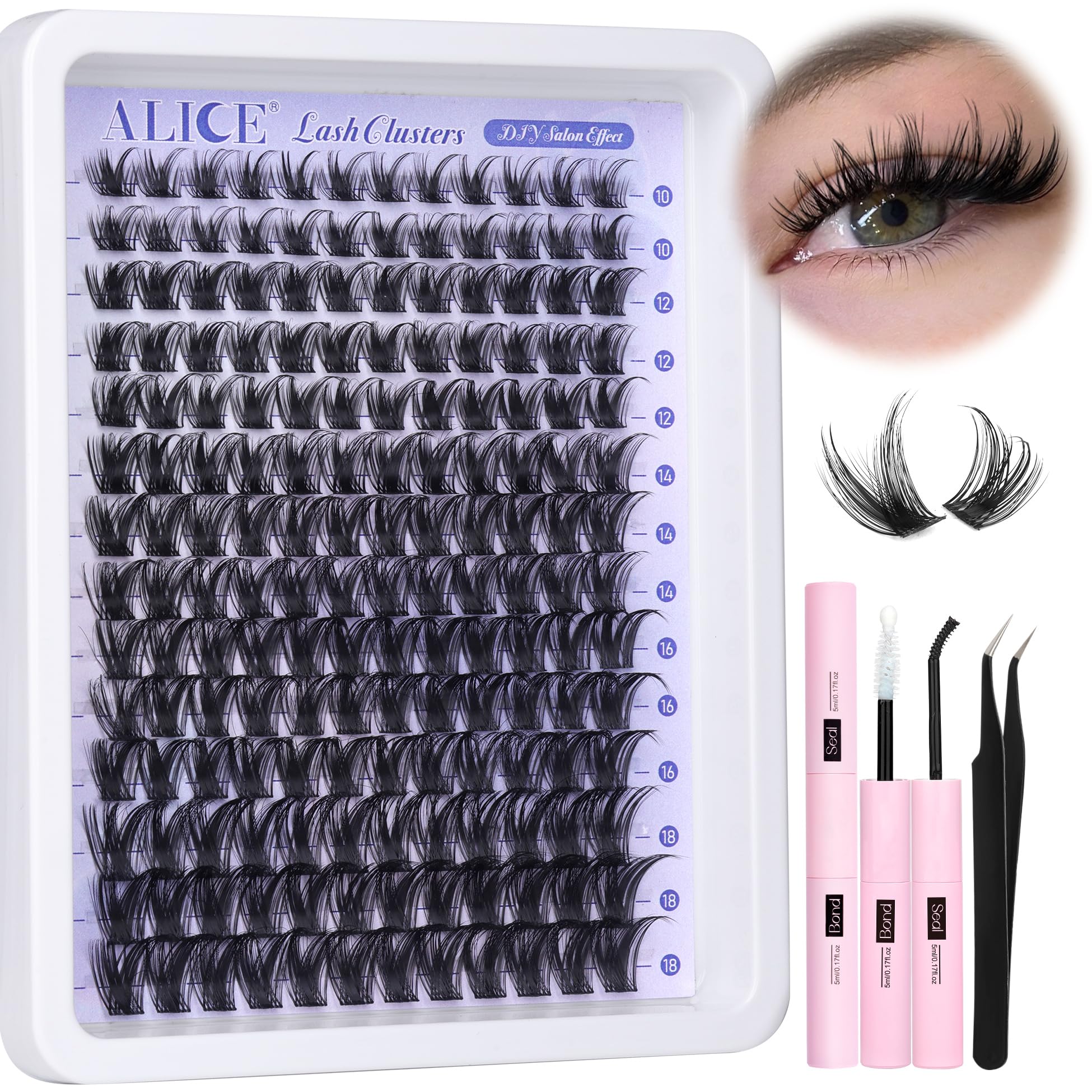ALICE Lash Clusters Kit: 168 pieces for versatile looks from natural to bold.