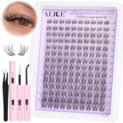 ALICE Lash Clusters Kit natural wispy lashes 8-16mm for subtle daily enhancement.