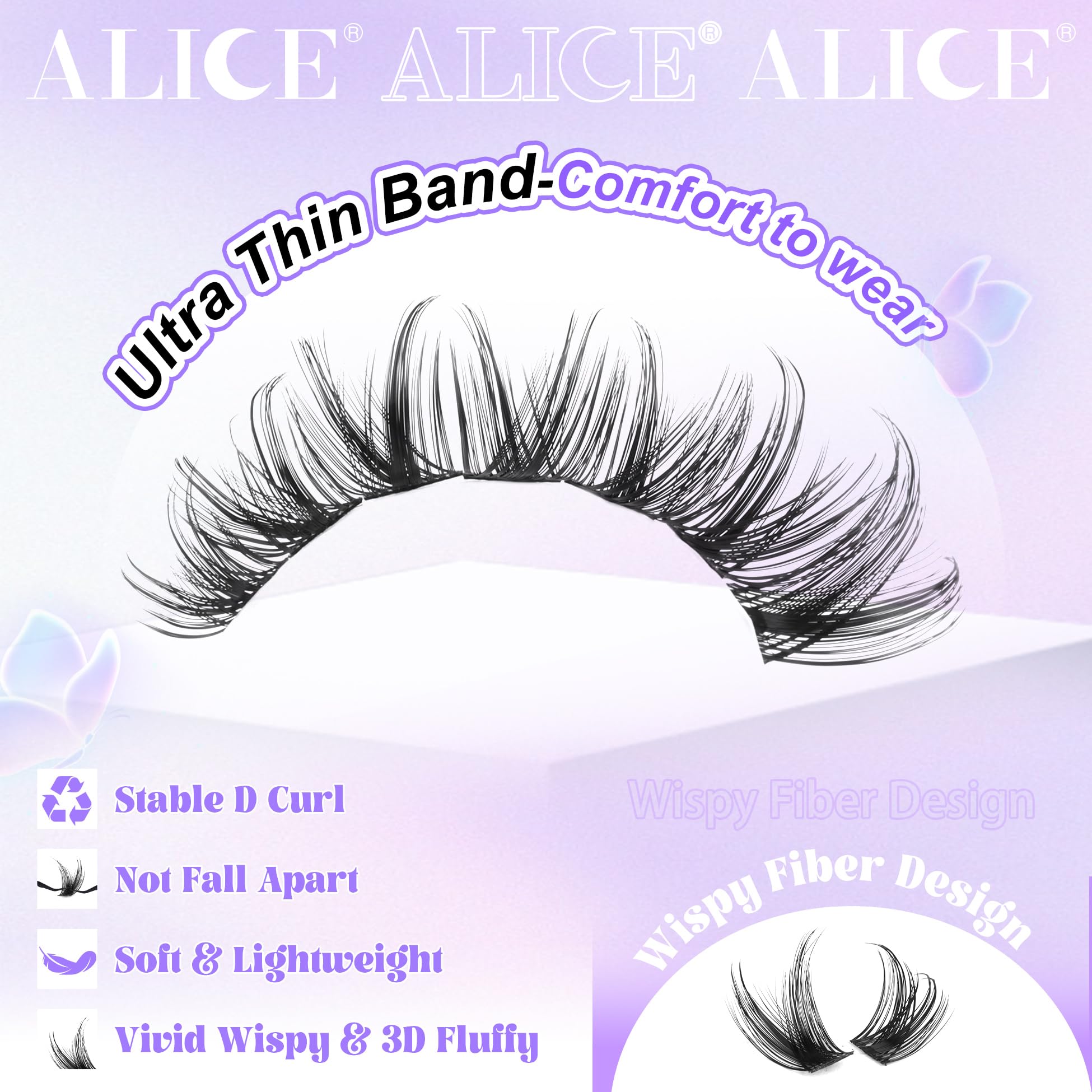 ALICE Lash Clusters Kit thin bands for gentle, beginner-friendly application.