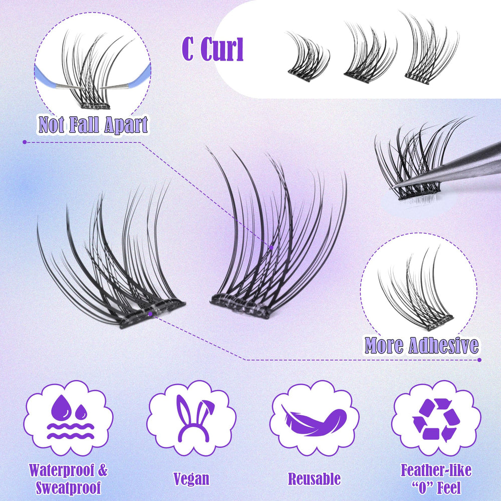 ALICE natural-look lash clusters for a soft, 8-12mm wispy effect.
