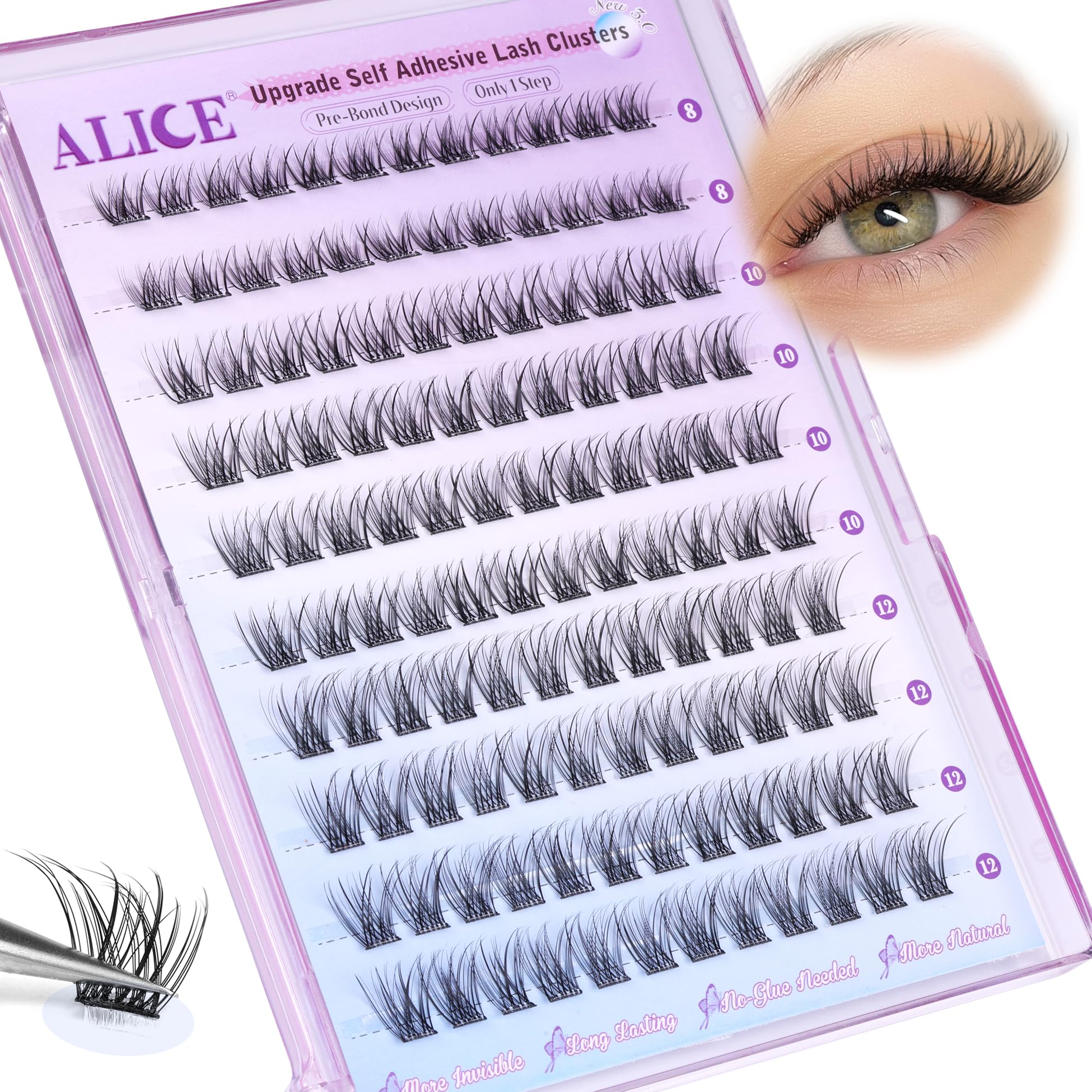 ALICE pre-glued lashes 8-12mm C curl for quick DIY lash transitions.