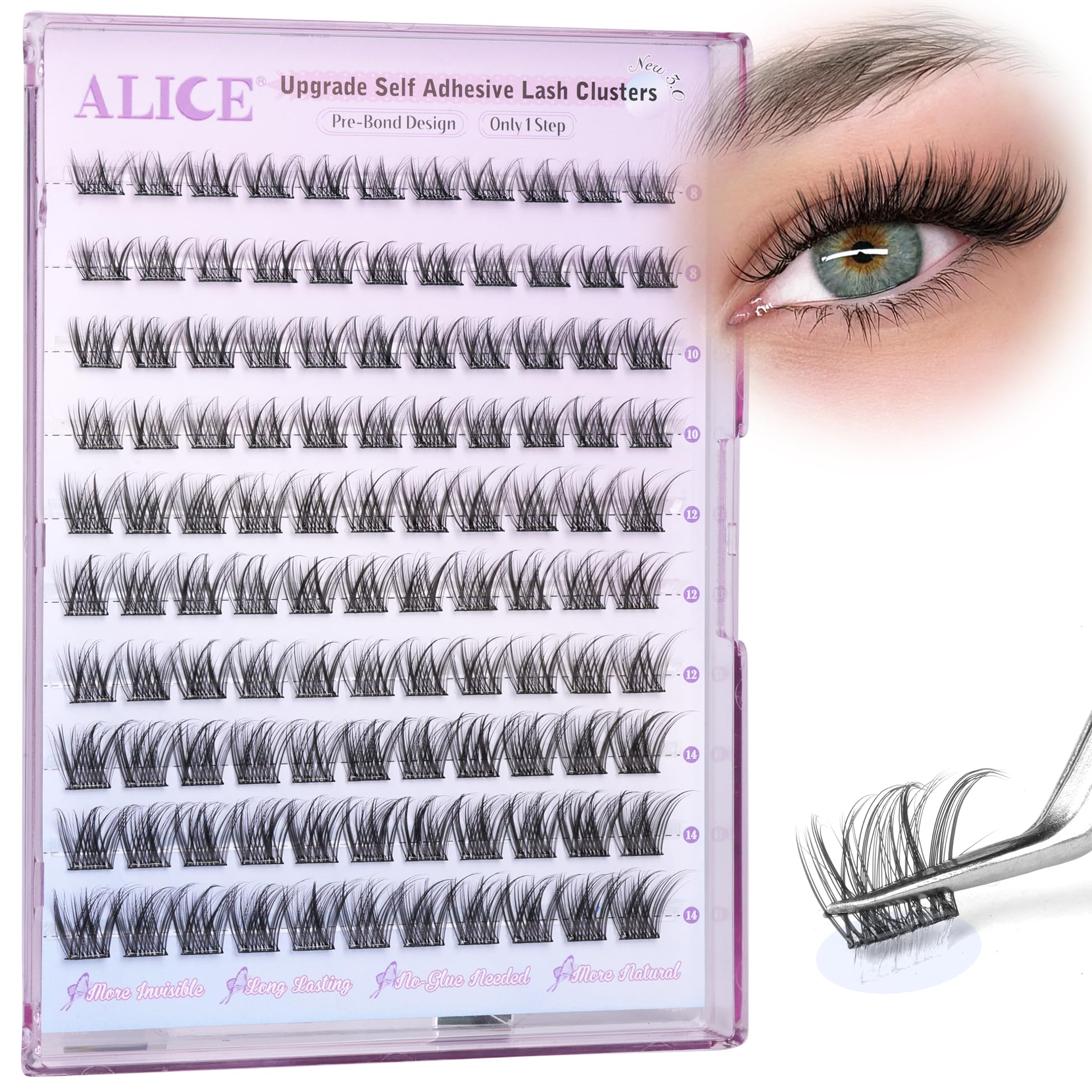 ALICE easy-apply 8-14mm lashes save time getting ready