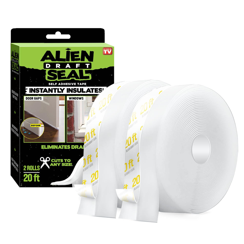 Alien Draft Insulation Tape on a door threshold, a transparent seal reducing drafts and improving warmth