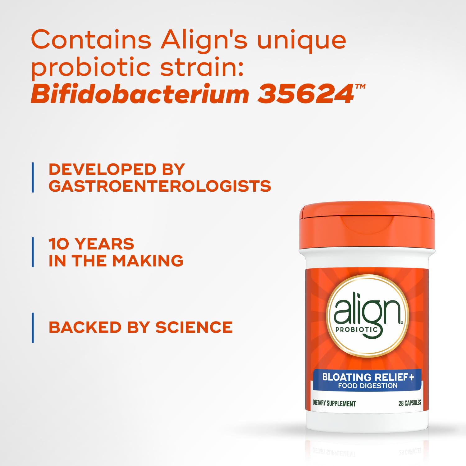 Align Bifidobacterium 35624 label highlights science-backed probiotic research