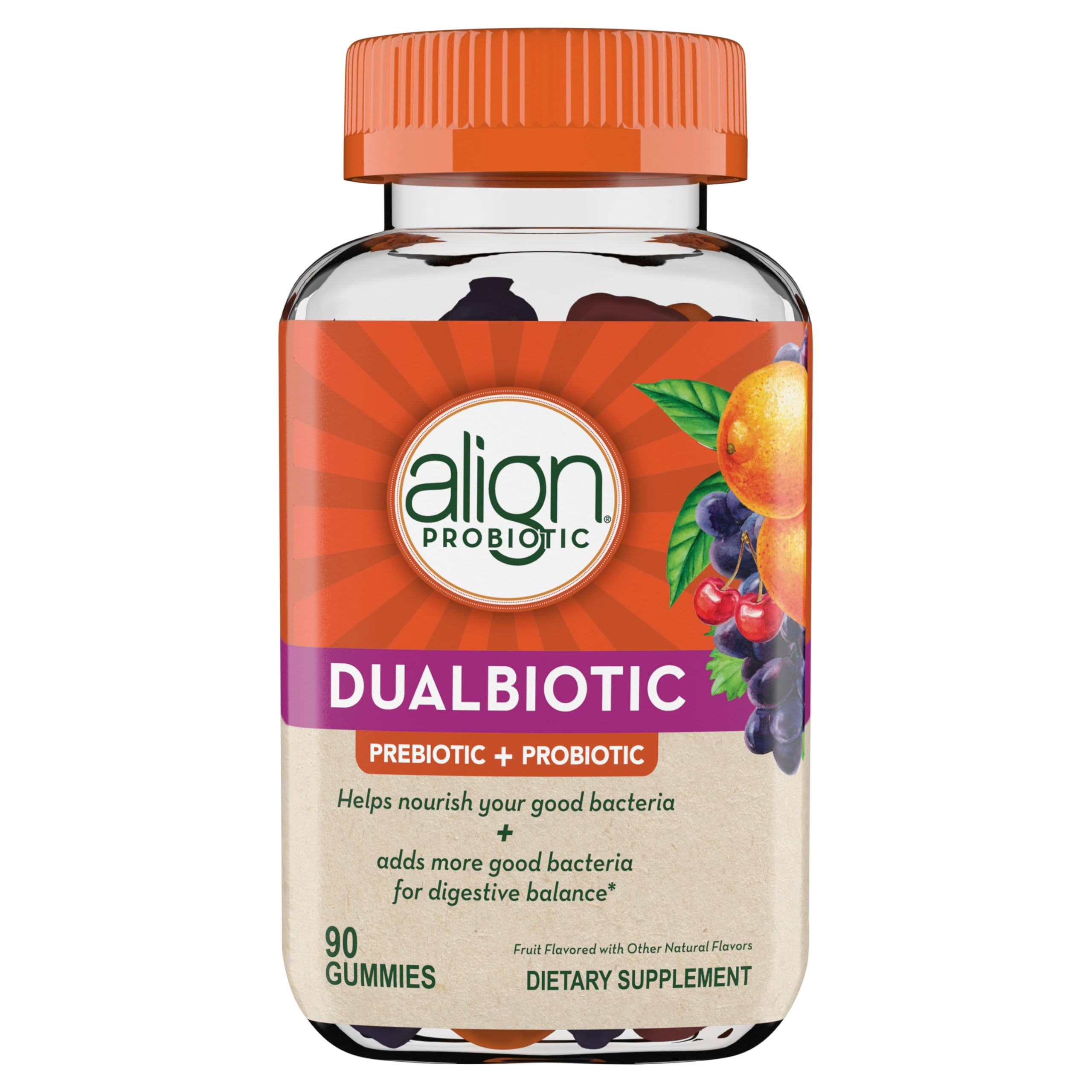 Align DualBiotic gummies in hand, travel-friendly gut health on-the-go.