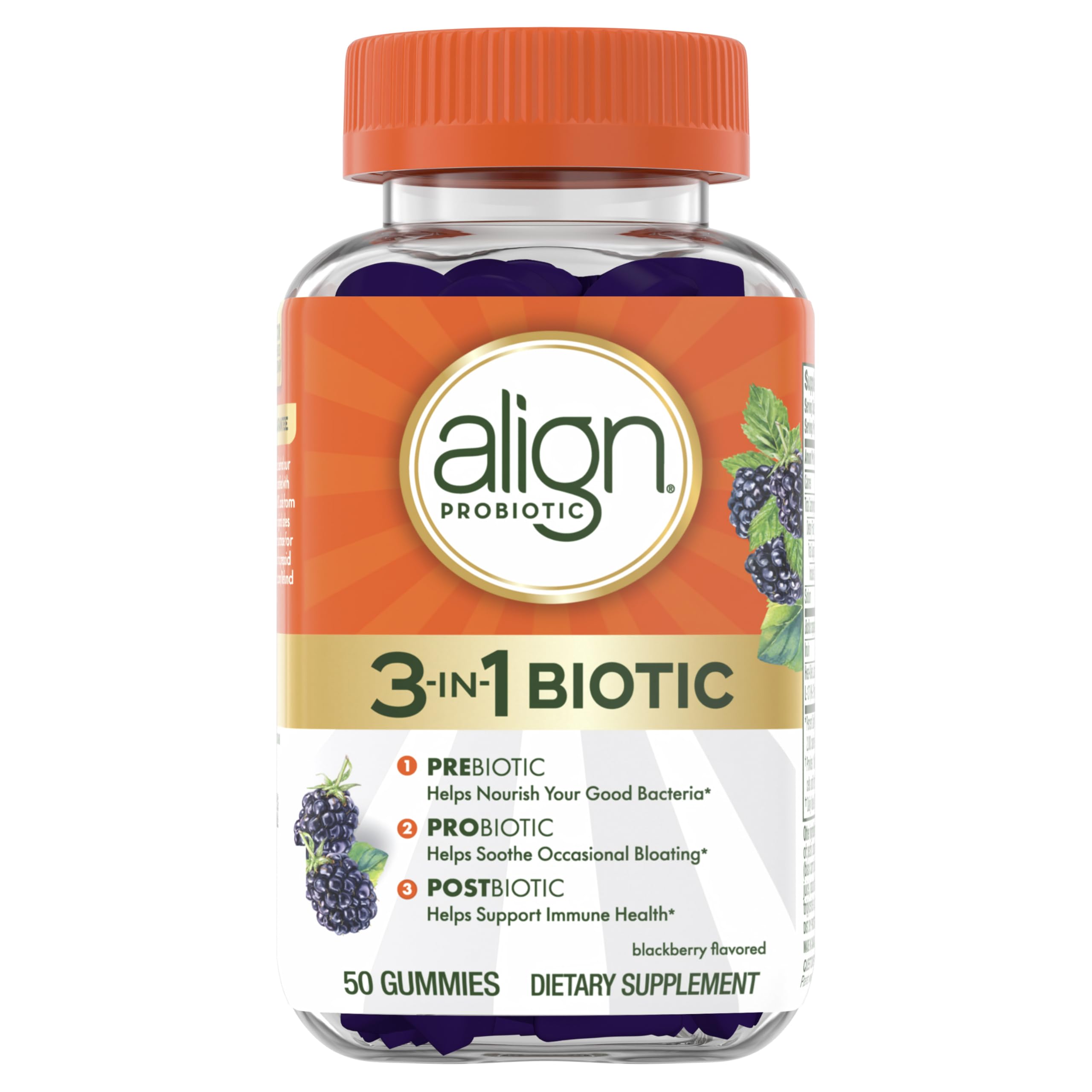 Align Probiotic 3-in-1 Biotic Gummies water-glass scene hints daily consumption reminder