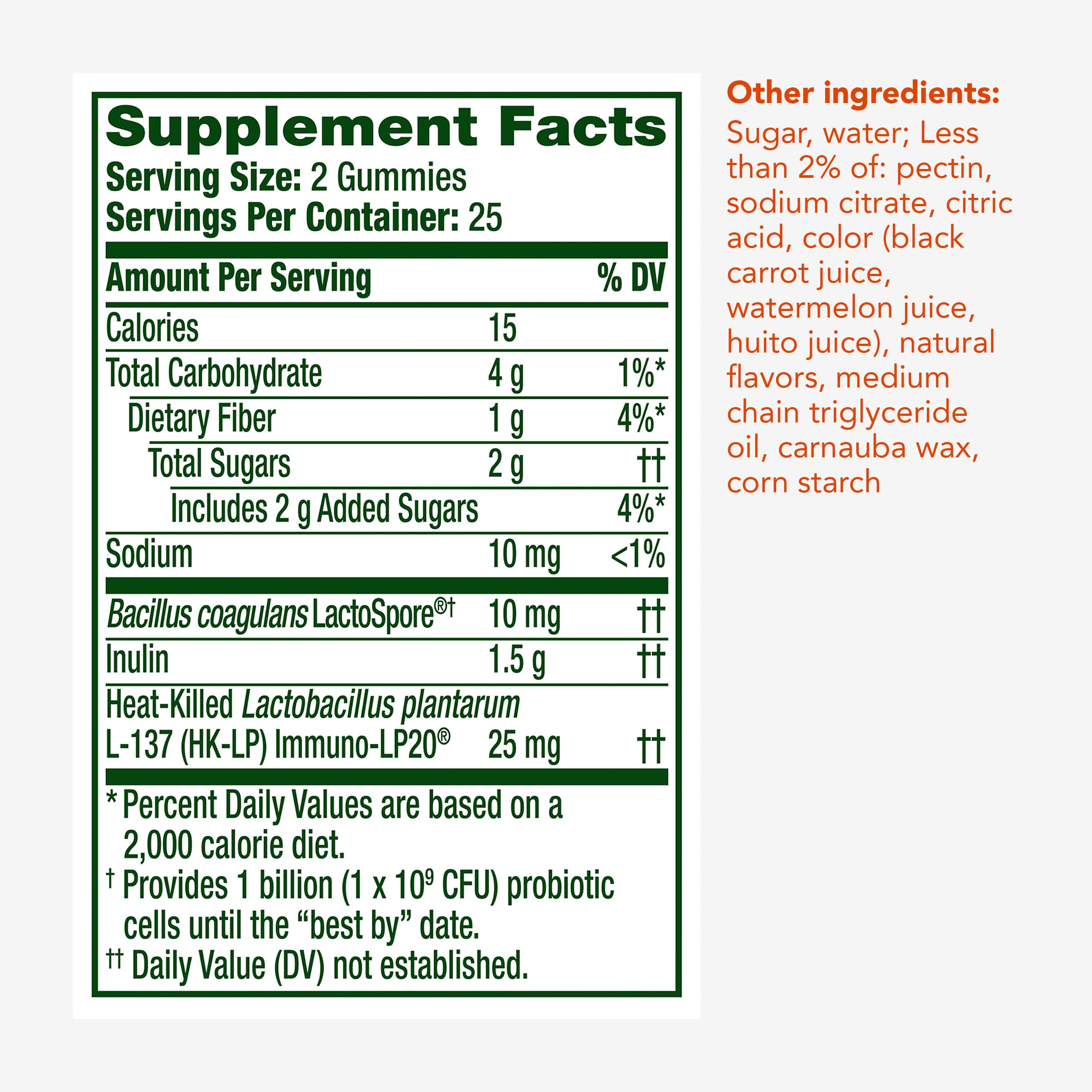 Align Probiotic 3-in-1 Biotic Gummies packaging label notes prebiotic, probiotic, postbiotic benefits
