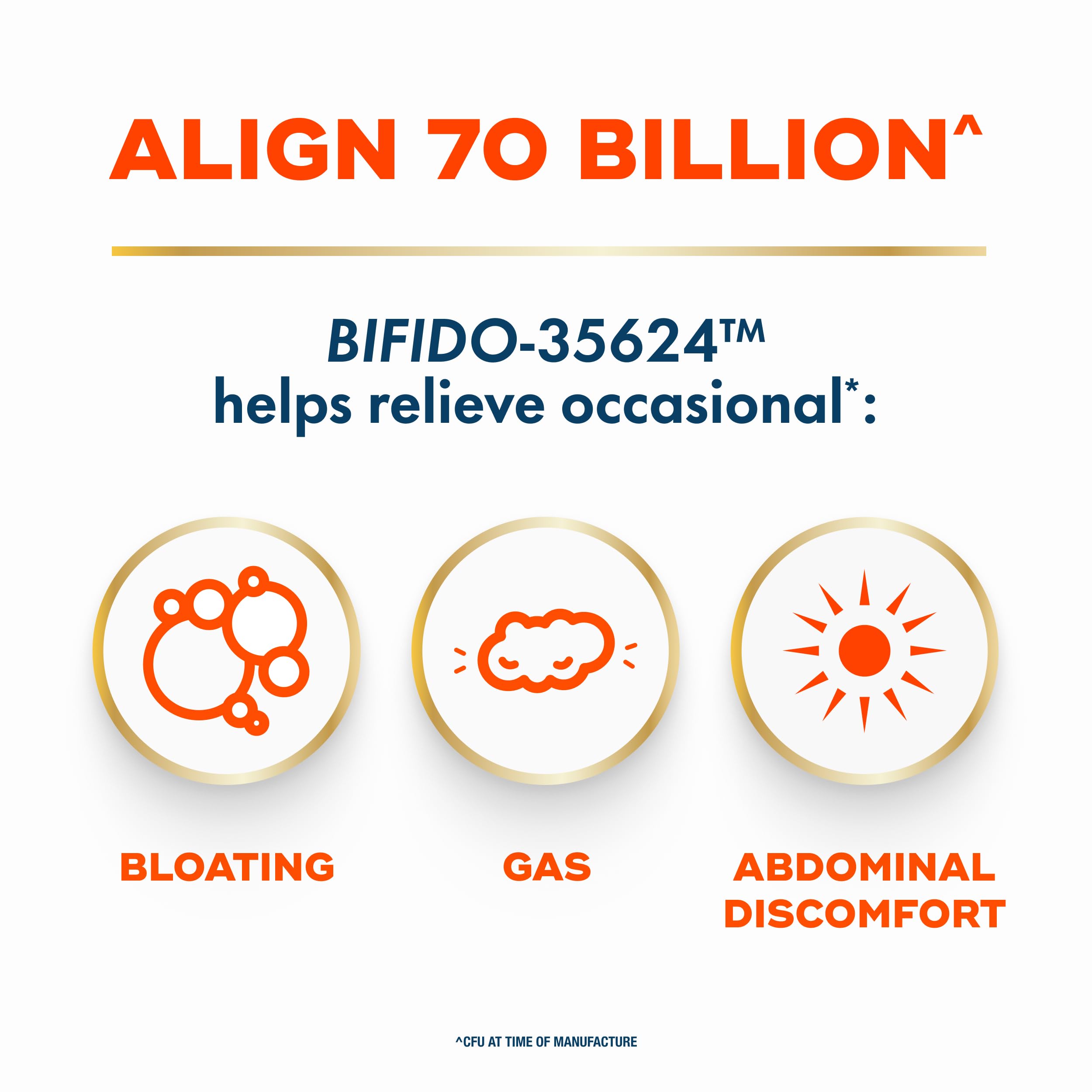 Align Probiotic 70 Billion bottle back label with usage information