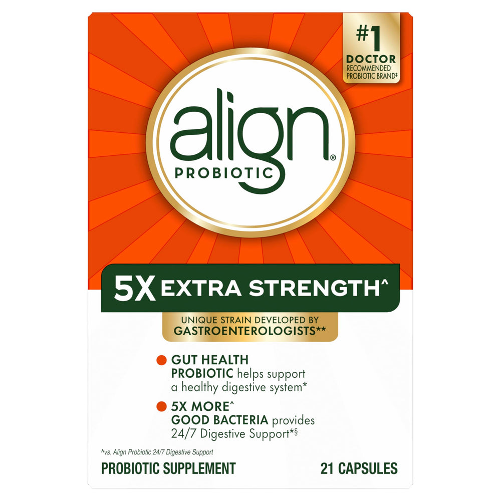 Front view of Align Probiotic Extra Strength packaging.