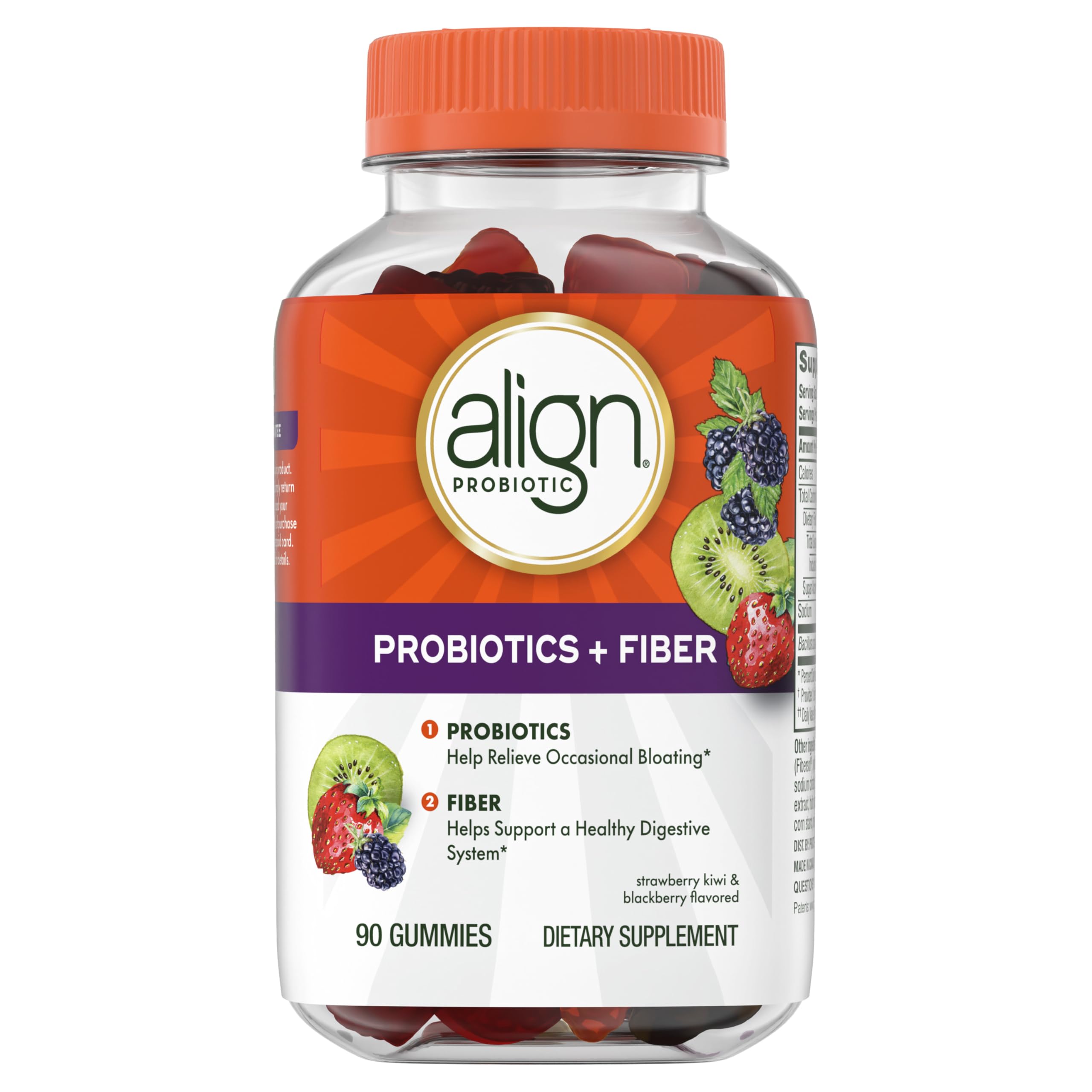 Align Probiotic + Fiber Gummies bottle on kitchen counter ready for daily routine