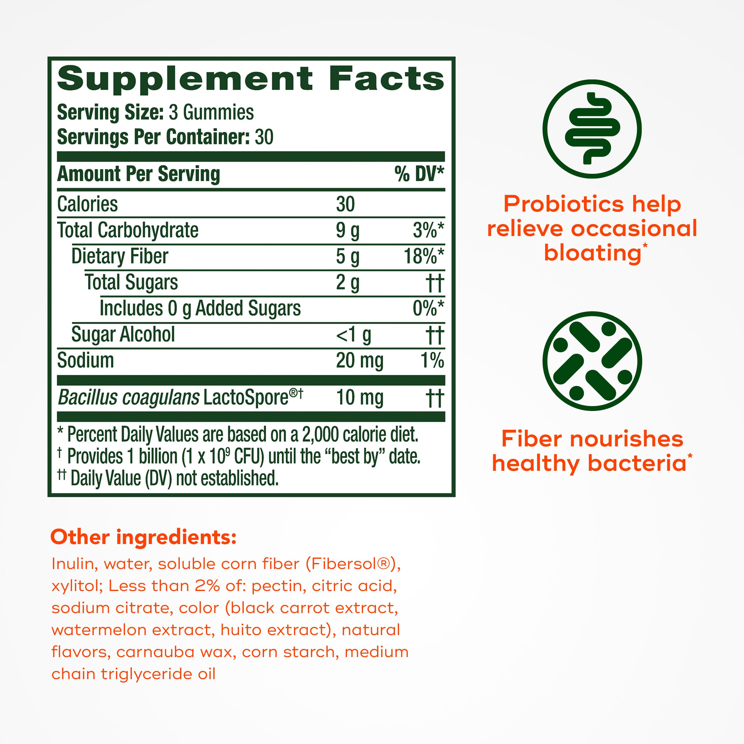 Close-up of Align Probiotic + Fiber Gummies texture for daily use