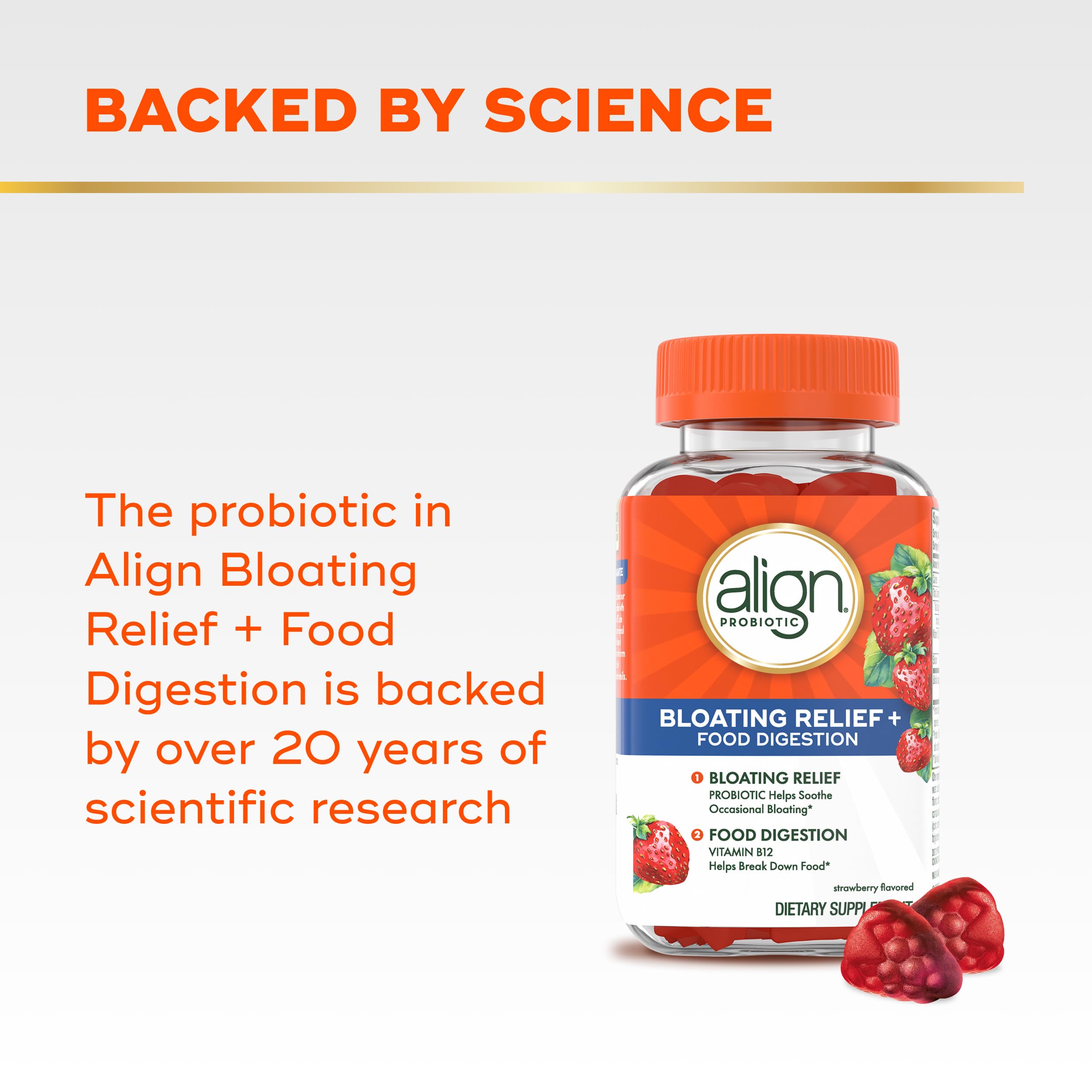 Align Probiotic Gummies bottle on counter for quick water free use
