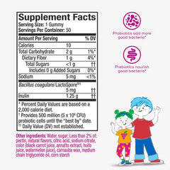Align Probiotic Kids Gummies label highlights 500M CFUs and low sugar