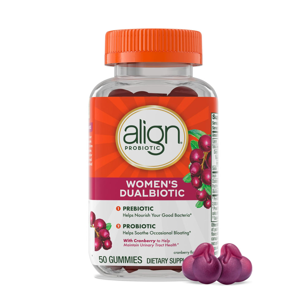 Align Probiotic Women's Dualbiotic bottle demonstrates digestive support potential